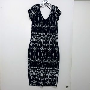 NWT! Black and white bodycon midi dress.